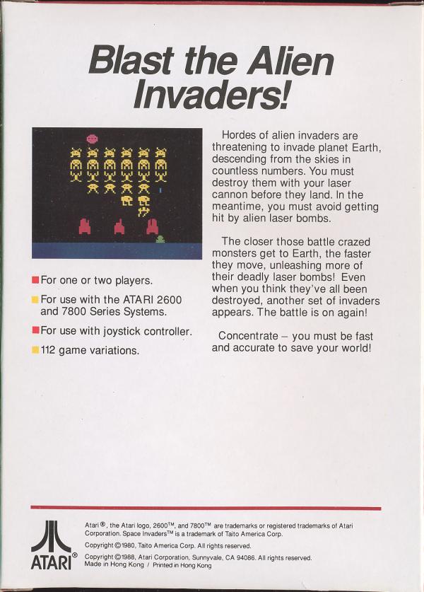 Space Invaders - Box Back