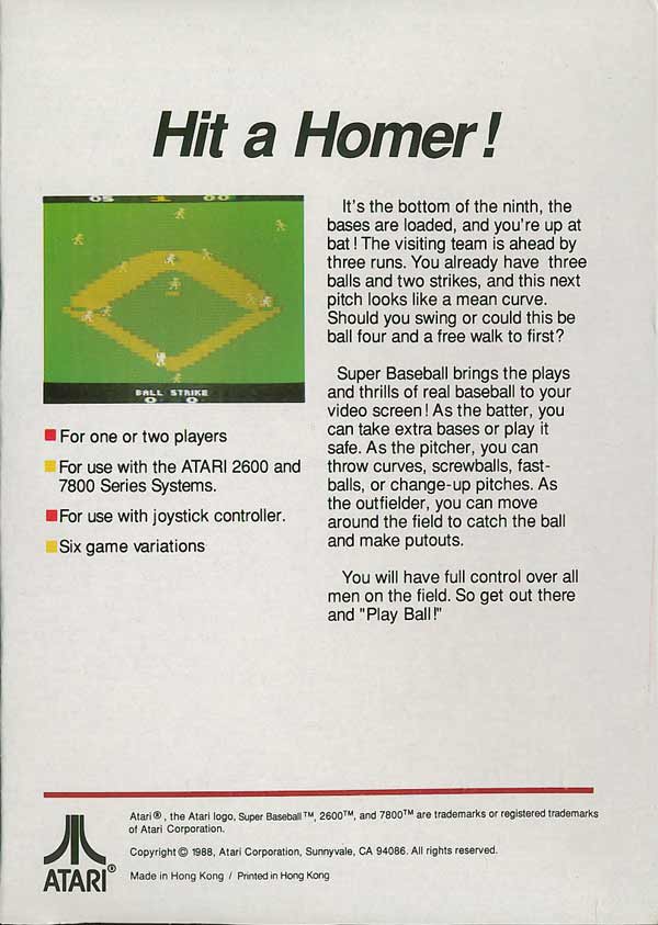 Super Baseball - Box Back