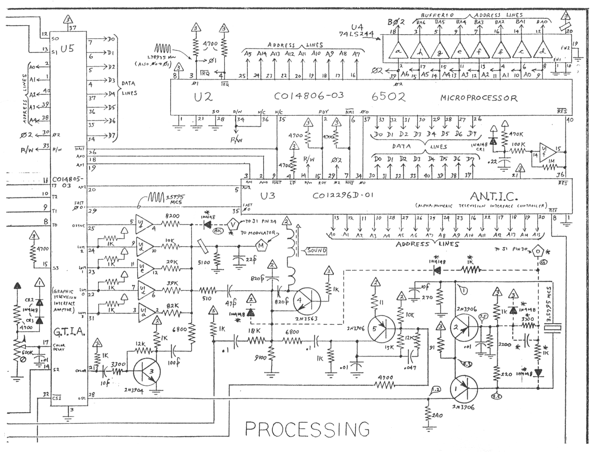 Atari 5200 Board Processing Schematic