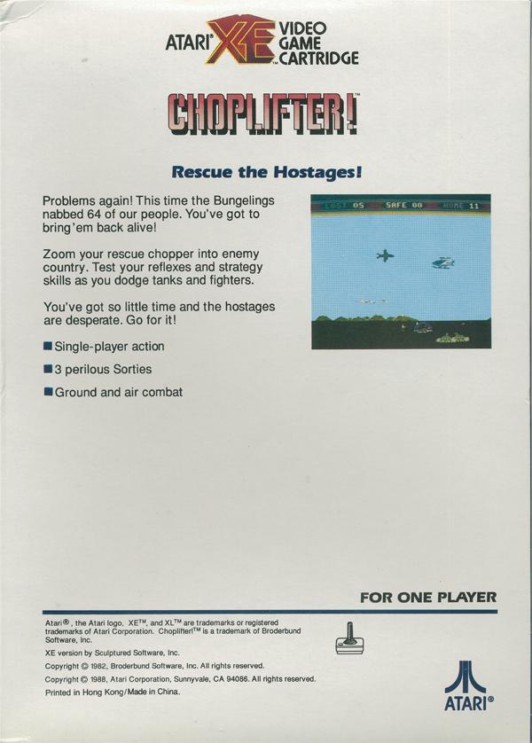 Choplifter! - Box Back