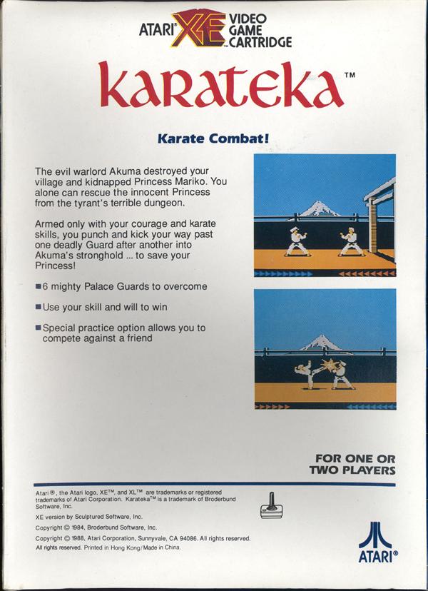 Karateka - Box Back