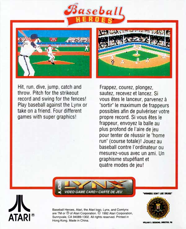 Baseball Heroes - Box Back