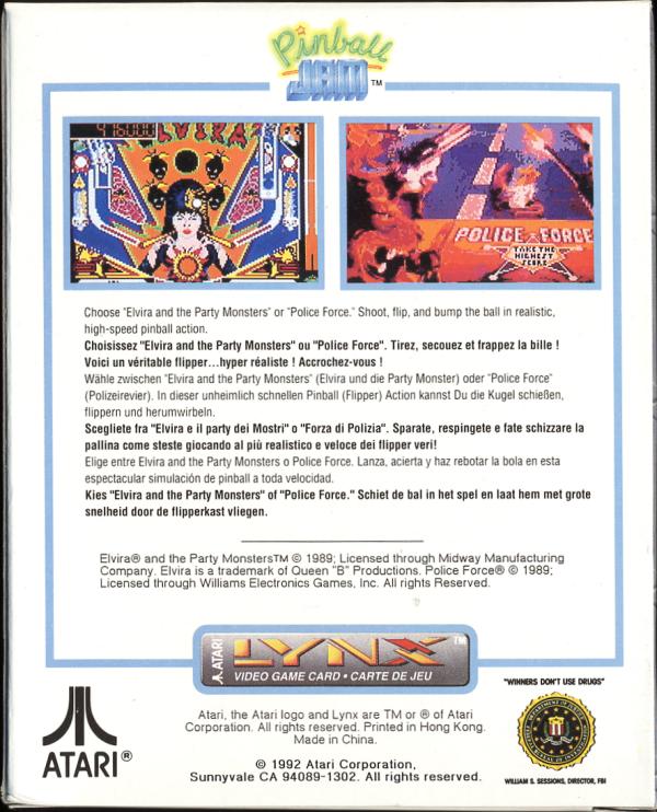 Pinball Jam - Box Back